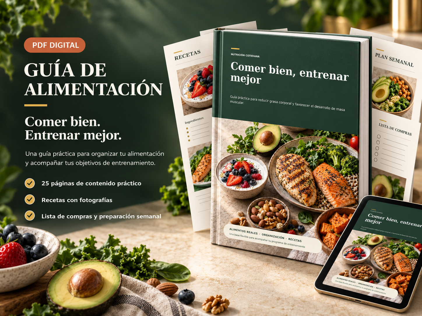 Portada de la guía Comer bien, entrenar mejor